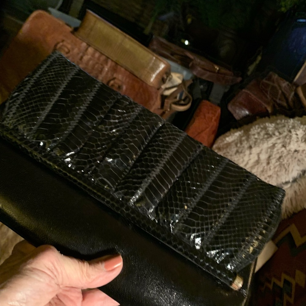 Snakeskin bag.